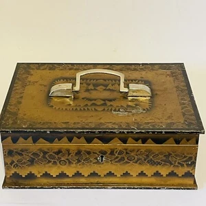 Umrao Jewellery Box Vtg Asian Metal Safety Box 3 Layer Bombay Heavy Strongbox - Picture 1 of 19