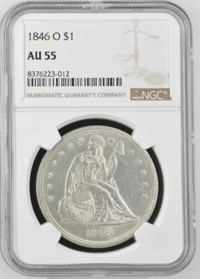 1846-O $1 Seated Liberty Silver Dollar NGC AU55 - Image 1 of 4