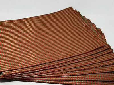 NEW LENOX Holiday Seasons Red Green Gold Set of 8 Placemats Checkered Plaid NWT - Image 1 of 4