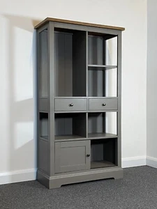 Gallery Cookham Grey Painted & Natural Solid Wood Bookcase Display Unit Cupboard - Picture 1 of 7