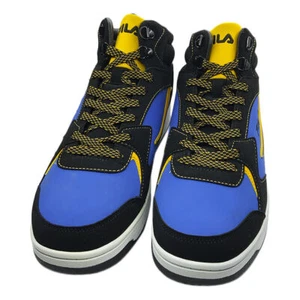 MSRP $94.99 NWT FILA MEN'S BLACK BLUE MID TOP PLUS LACE UP SNEAKERS SIZE 10 - Picture 1 of 5