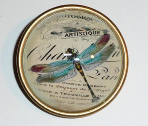 Pretty Blue Dragonfly- Paris Domed Shank Button Ant Brass Bezel Button 1-1/4" - Picture 1 of 4