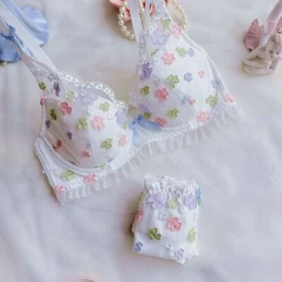 32D 34D 36D 36E 38C 38D 38E 40C Conjunto de sujetador esponja copa delgada blanco bragas Foto 1 de 4