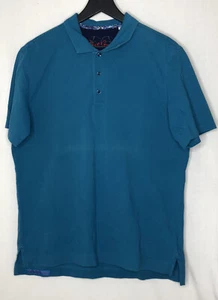 Herren Robert Graham klassische Passform Kurzarm 1/2 Knopfleiste Polo cyanblau Large - Bild 1 von 8