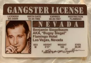 Bugsy Siegel Gangster novelty ID Card Godfather Capone Cosa Nostra Mafia Mob - Picture 1 of 1