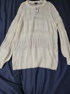 Torrid TAGLIA 1X PULLOVER AVORIO A PUNTA MAGLIONE MANICA A PALLONCINO NUOVO CON ETICHETTE maglia ampia - Foto 1 di 10