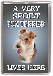 Fox Terrier (Wire) Fridge Magnet "A VERY SPOILT ..... LIVES HERE" by Starprint