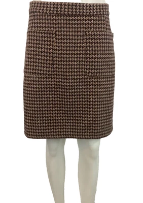 Modcloth Sz 20 Tweed A-Line Vintage Look Houndstooth Skirt Red Wool Blend     AP - Image 1 of 4
