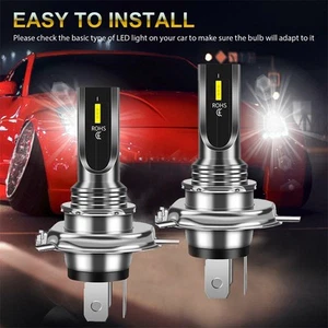 2pcs LED Headlight Bulbs Degree 6000K Accessories DC9V-32V H4 9003 LED - Picture 1 of 11