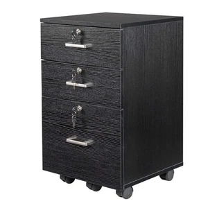 Outopee 3-Drawers Black Engineered Wood 19.69 in. Mobile Vertical File Cabinet - Picture 1 of 10