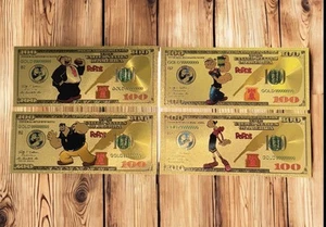 Juego de billetes Popeye El Marinero Chapados en Lámina de Oro 24k Dibujos Animados Coleccionables - Imagen 1 de 2