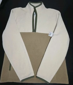Sonoma Goods For Life Arctic Fleece Half-Zip Pullover Size M New With Tags Tan/G - Picture 1 of 11