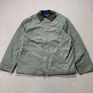 Dockers Jacket Mens Large Relaxed Fit Green Brown Brushed Soft Touch Chore - Picture 1 of 12
