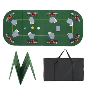 80" x 36" Folding 8 Player Deluxe Texas Poker Table Top w/Cup Holder Carry Bag - Picture 1 of 10