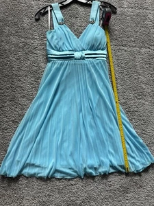 Vestido Formal Turquesa Azul Aqua de Gasa - Vintage Y2K - Imagen 1 de 8