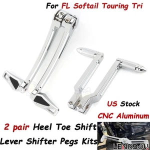 Chrome Heel Toe Shift Lever w/ Shifter Peg For Harley Touring Road Glide Softail - Picture 1 of 9