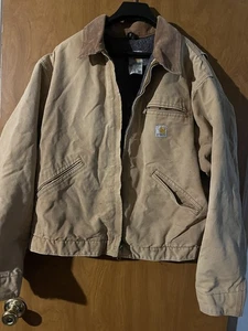 VTG Carhartt Detroit Jacket 48R Blanket Lined J01 BRN Union Made USA *Distressed - Picture 1 of 6