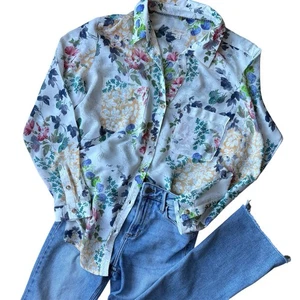 Anthropologie Pilcro Romy Relaxed Buttondown Shirt Gr. S Floral - Bild 1 von 8