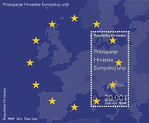 Kroatien 2013 Beitritt Kroatiens zu Europa Unikat ungewöhnlicher Kleinbogen - Bild 1 von 2