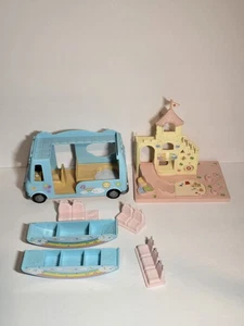 Calico Critters Sylvanian Families Rainbow Nursery Bus & Castle Playground  - Picture 1 of 9