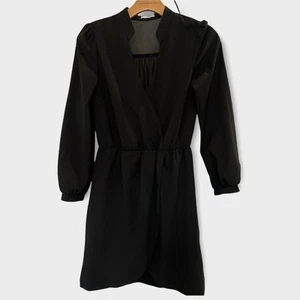 TOBI Long Sleeve Faux Wrap Little Black Dress Size Small - Picture 1 of 7