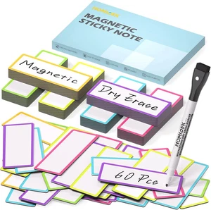 Magnetische trocken abwischbare Etiketten (60er Pack 3,2 x 1,2) Wiederverwendbare Magnet Namensschilder - Bild 1 von 6