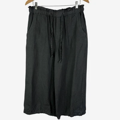 Pantalones cortos de lino de pierna ancha Cloth & Stone Anthropologie talla L bolsa de papel cintura gris Foto 1 de 4