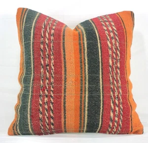 Funda de Almohada Kilim Turco Decorativa Negra Roja Naranja 18" Roja Kilim Sofá Almohada - Imagen 1 de 9