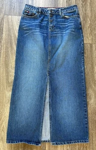 Tommy Hilfiger Denim High-Waist Maxirock vorne Knöpfe Taschen Größe 6 Y2K Vintage - Bild 1 von 10