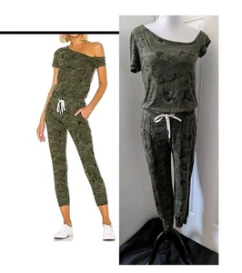n:philanthropy Britton Jumpsuit Size M Camo Off Shoulder Pockets Stretch Cotton - Picture 1 of 21