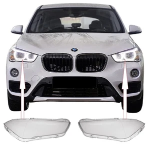 PAIR HEADLIGHT LAMP GLASS LENS COVER LAMPSHADE for BMW X1 F48 Pre-LCI 2015-2019 - Picture 1 of 5