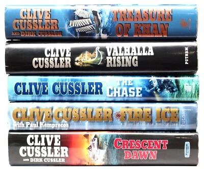 Clive Cussler Hardcover Books lot of 5 : Fire Ice Chase Valhalla Khan Crescent - Image 1 of 4