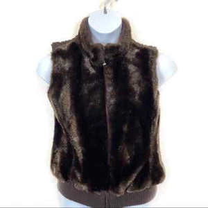 Style & Co Faux Fur Vest Sweater Women's Size Medium Brown Sleeveless - Picture 1 of 4