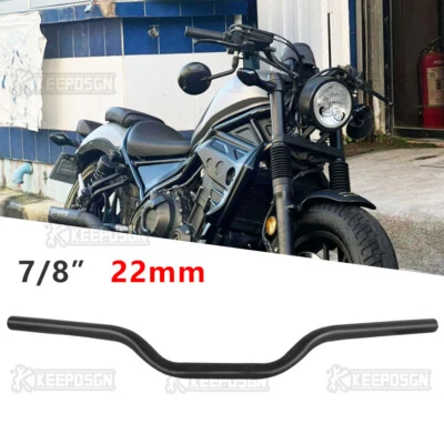Barra de arrastre manillar moto 7/8" negra para Honda Rebel CMX 250 300 500 1100 Foto 1 de 4