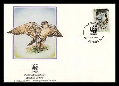 Iceland 1992 FDC, Gyrfalcon. 10kr. WWF. Nature. Maxi Card. Lot # 1. - Image 1 of 2