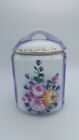Vintage Hand Painted Limoges China Jar Roses Purple and White Gold Gilt