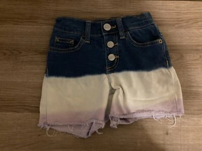 Pantalones Cortos Denim Justice Azul Blanco y Púrpura Ombre Corte 7 Ajustados Botones Delanteros  Foto 1 de 3