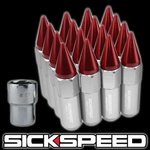 SICKSPEED 15 POLISHED/RED SPIKED ALUMINUM LOCKING LUG NUTS FOR POLARIS SLINGSHOT - Picture 1 of 1
