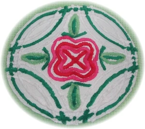 Vintage Chenille Tagesdecke Quilt Stoff Kuchen Blume Kissen Vorderseite Zum Selbermachen Kostenloser US-Versand - Bild 1 von 7