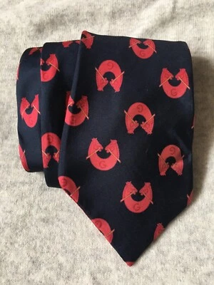 Corbata de seda con diseño de logotipo de caballos vintage GUCCI para hombre Foto 1 de 4