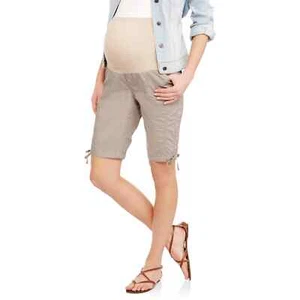 Oh! Mamma Maternity Casual Bermuda Shorts with Full Panel Women Small Light Grey - Picture 1 of 3