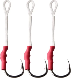 Fishing Assist Hooks with PE Line for Jigging - 30Pcs Saltwater Jig Fishing Hook - Picture 1 of 12