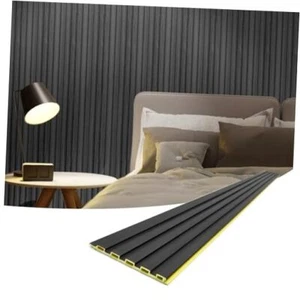 Slat Wall Panels, WPC Soundproof 3D Wall Paneling 96 x 6 x 0.3 inches Black - Picture 1 of 7
