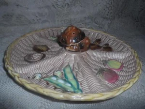 Vassoio antipasto/portadenti vintage dipinto a mano ceramica artistica diviso TidBit - Foto 1 di 12