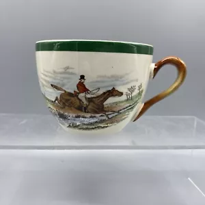 Spode THE HUNT J.F. Herring Replacement Teacup "Leaping the Brook" Green Trim (B - Picture 1 of 10