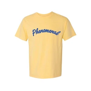 Women's Phenomenal Script T-shirt by Phenomenal, Yellow, Size L, NWT - Picture 1 of 5