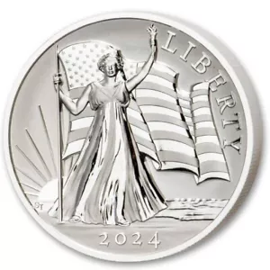 RELOJ 2024 2 OZ Light of Liberty plata $5 2 oz Samoa mejorado prueba inversa CAJA/CERTIFICADO DE AUTENTICIDAD - Imagen 1 de 3