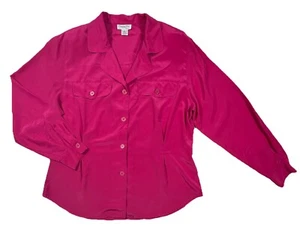 VTG CHRISTIAN DIOR Womens 14 Pink Chemises Button Up Blouse Shimmer - Picture 1 of 9