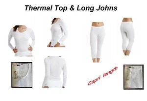 Damas Ropa Interior Térmica Mangas Largas Top e Baja Leggings Blanco Talla 8 a 10 - Imagen 1 de 3
