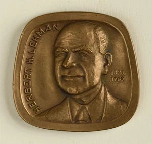 Herbert H. Lehman (1878-1963) Salón de la Fama Judío-Americano Medalla de Bronce - Imagen 1 de 4